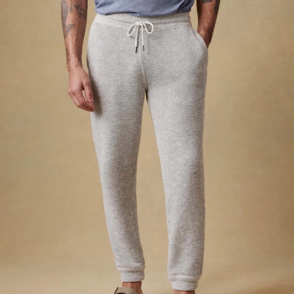 Faherty Men's Knit Drawstring Joggers - Light Heather Gray